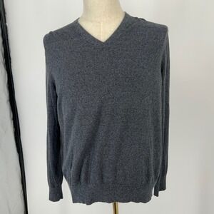 Banana Republic Luxury Blend‎ V Neck Sweater Mens L Gray Silk Cotton Cashmere